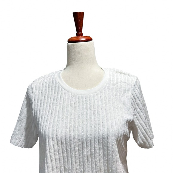 Sol Angeles Top Size Small Ribbed Terry Cloth Short Sleeve Beachy Tee Shirt - Picture 2 of 10